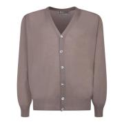 Beige V-Neck Cardigan Sweater Aw24 Canali , Beige , Heren