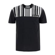 Barcode Print Katoenen T-shirt Moschino , Black , Heren