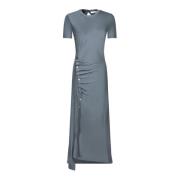 Blauwe Midi Jurk met Drapering Paco Rabanne , Blue , Dames