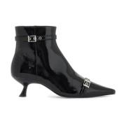 Eco-Patent Leren Enkellaarzen met Kitten Heel Ganni , Black , Dames