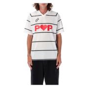 Voetbal T-shirt Wit met Strepen Pop Trading Company , White , Heren