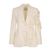 Witte wollen blazer met borduurwerk Ermanno Scervino , White , Dames