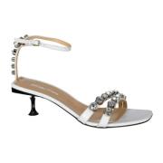 Kristal Witte Leren Sandalen Sergio Rossi , White , Dames