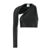 Stijlvolle zwarte leren top Courrèges , Black , Dames