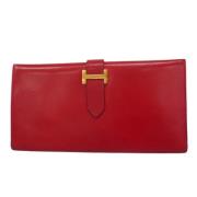 Pre-owned Leather wallets Hermès Vintage , Red , Dames