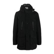 Zwarte Katoenmix Jas Woolrich , Black , Heren