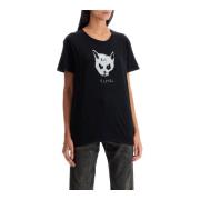 Nine Lives Grafische Print T-Shirt R13 , Black , Dames