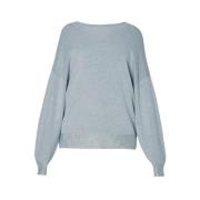 Rhinestone Crew-Neck Sweater Liu Jo , Gray , Dames