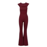 Wijde Broek Jumpsuit met Schoudervullingen Aniye By , Red , Dames