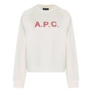 Katoenen Crew-neck Sweatshirt Geribde Boorden A.p.c. , White , Dames