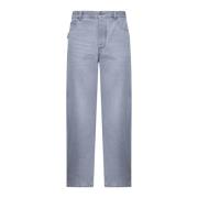 Grijze Wide-Leg Denim Jeans Bottega Veneta , Gray , Heren