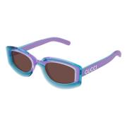 Felgekleurde Amandelvormige Zonnebril Gucci , Blue , Dames