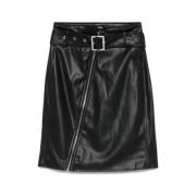 Zwarte Leren ROK Centrale Rits Karl Lagerfeld , Black , Dames