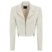 Witte Crepe Jas met Ritssluiting Pinko , White , Dames