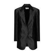 Zwarte oversized blazer met metalen effect Max Mara , Black , Dames