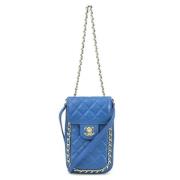 Pre-owned Leather chanel-bags Chanel Vintage , Blue , Dames