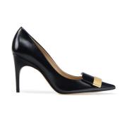 Zwarte Leren Pumps met Puntige Neus Sergio Rossi , Black , Dames