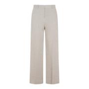 Neutrale Linnen Rechte Broek Ss23 TotêMe , Beige , Dames