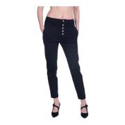 Zwarte Slim Chino Cropped Broek Dondup , Black , Dames