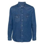 Corduroy slim fit overhemd met zakken Tom Ford , Blue , Heren