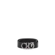 Omkeerbare Facetgeslepen Gancini Gesp Riem Salvatore Ferragamo , Black...