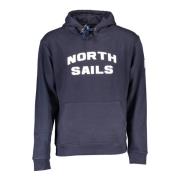 Blauwe hoodie met centrale zak en print North Sails , Blue , Heren