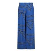 Blauwe Bloemen Wijde Broek Ganni , Blue , Dames