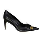 Zwarte leren puntige neus pumps Sergio Rossi , Black , Dames