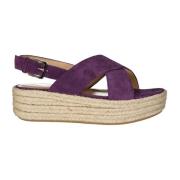 Paarse Leren Espadrilles voor Vrouwen Sergio Rossi , Purple , Dames