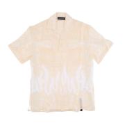 Flames Bandana Korte Mouw Shirt Beige Vision OF Super , Beige , Heren