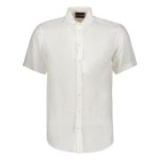 Linnen Shirt Ronde Zoom Logoknopen Emporio Armani , White , Heren