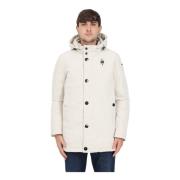 Lange Neopreen Parka met Afneembare Capuchon Blauer , Beige , Heren