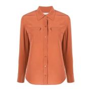 Zijden Slim-Fit Shirt in Oranje Equipment , Orange , Dames