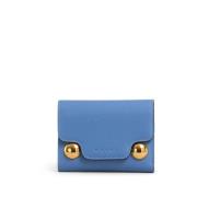 Blauw Leren Portemonnee Tri-Fold Ontwerp Marni , Blue , Dames