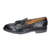 Vintage Leren Loafers voor Mannen Moma , Black , Heren