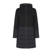 Zwarte Diagonale Wollen Parka Eco-Age Herno , Black , Dames