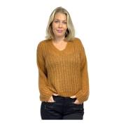 Gezellige Gebreide Trui Cognac Bibi.Au24 2-Biz , Brown , Dames