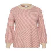 Veergrijs Mel. / Roze Gebreide Trui Kaffe Curve , Pink , Dames