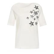 Glamoureuze Witte Katoenen Tops T-Shirt Liu Jo , White , Dames