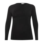 Elegante Gedrapeerde Jersey Blouse Zwart Kaffe Curve , Black , Dames