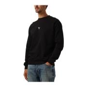 Zwarte Crewneck Sweater Casual Stijl Pure Path , Black , Heren