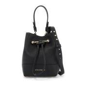 Gestructureerde leren bucket bag met trekkoord Strathberry , Black , D...