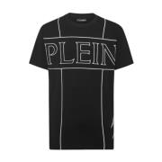 Casual Katoenen T-shirt Plein Sport , Black , Heren