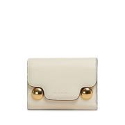 Witte leren tri-fold portemonnee Marni , White , Dames