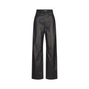 Zwarte leren rechte broek Fabiana Filippi , Black , Dames