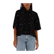 Zwarte Blouse met Strass-steentjes Est'Seven , Black , Dames