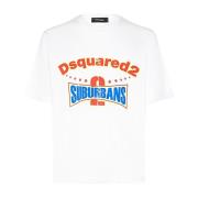 Casual Katoenen T-shirt Dsquared2 , White , Heren