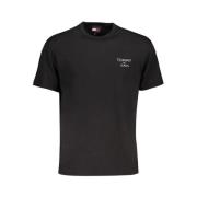 Zwart Katoenen Geborduurd Logo T-Shirt Tommy Hilfiger , Black , Heren