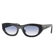 Gedurfde Cat-Eye Zonnebril met Blauwe Lenzen Vogue , Black , Unisex