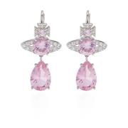 Platina Drop Oorbellen met CZ Vivienne Westwood , Pink , Dames